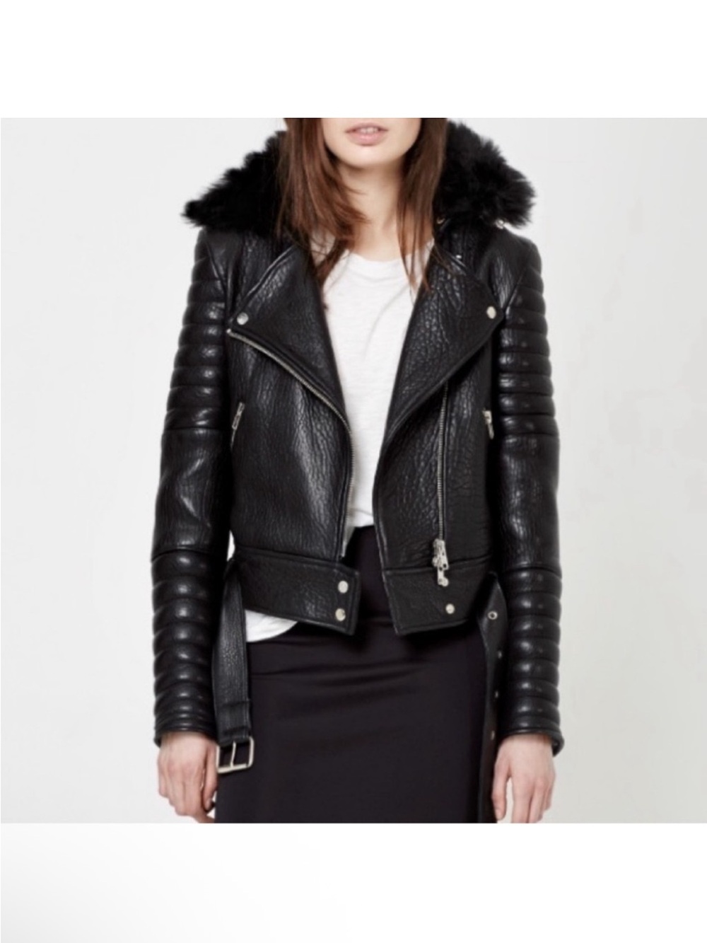 ⚡ THE ARRIVALS Rainer Structured Moto Leather Jacket - Small 🎸🖤 - Picture 13 of 15